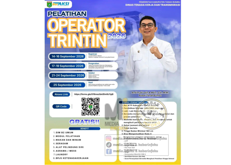 Bupati Andi Rudi Latif Buka Pelatihan Operator Trintin 2026, Gratis!