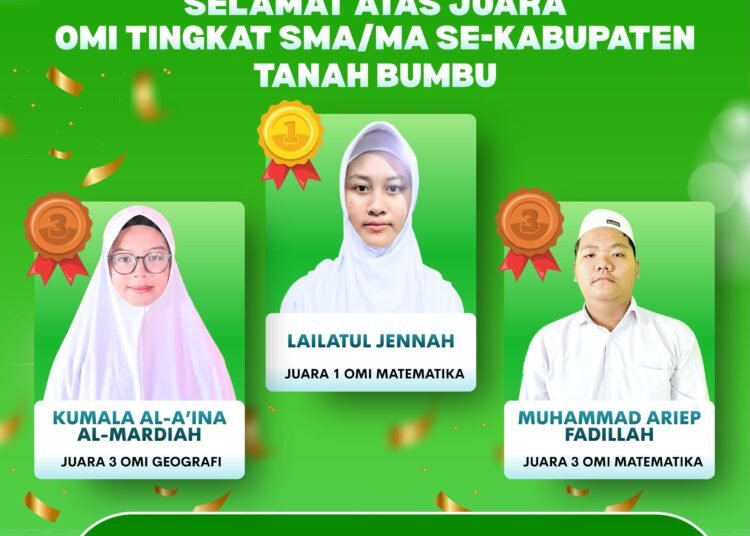 Siswa MA Nurul Hidayah Raih Juara OMI Tanah Bumbu, Tiga Pelajar Melaju ke Tingkat Provinsi